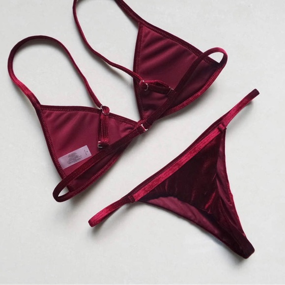 Burgundy Velvet Brazilian Bikini - Picture 4 of 5